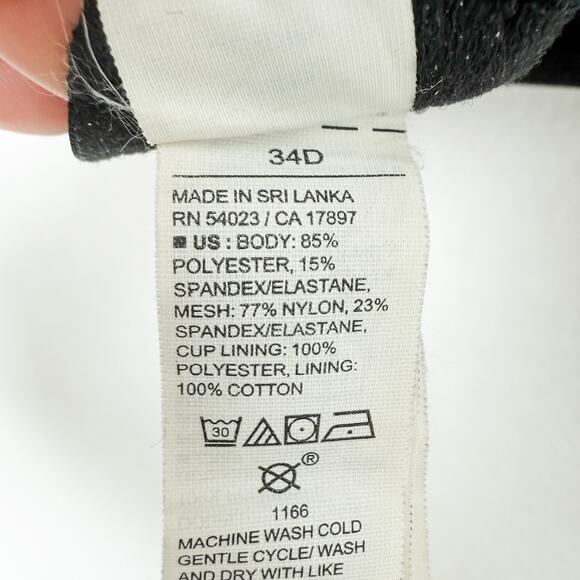 Old Navy Womens Sports Bra Size 34D Black Racerback Go-Dry Padded Activewear - Picture 5 of 5